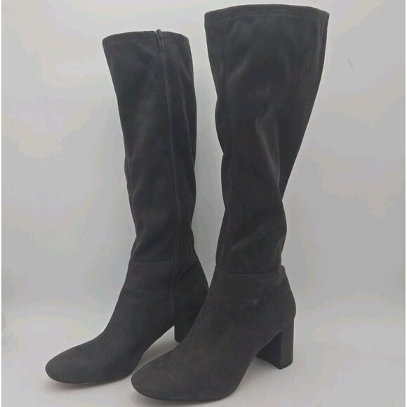 Ann Taylor Gray Grey Faux Suede Camden Knee High Block Heel Boots 10 M Womens Ta main image 3
